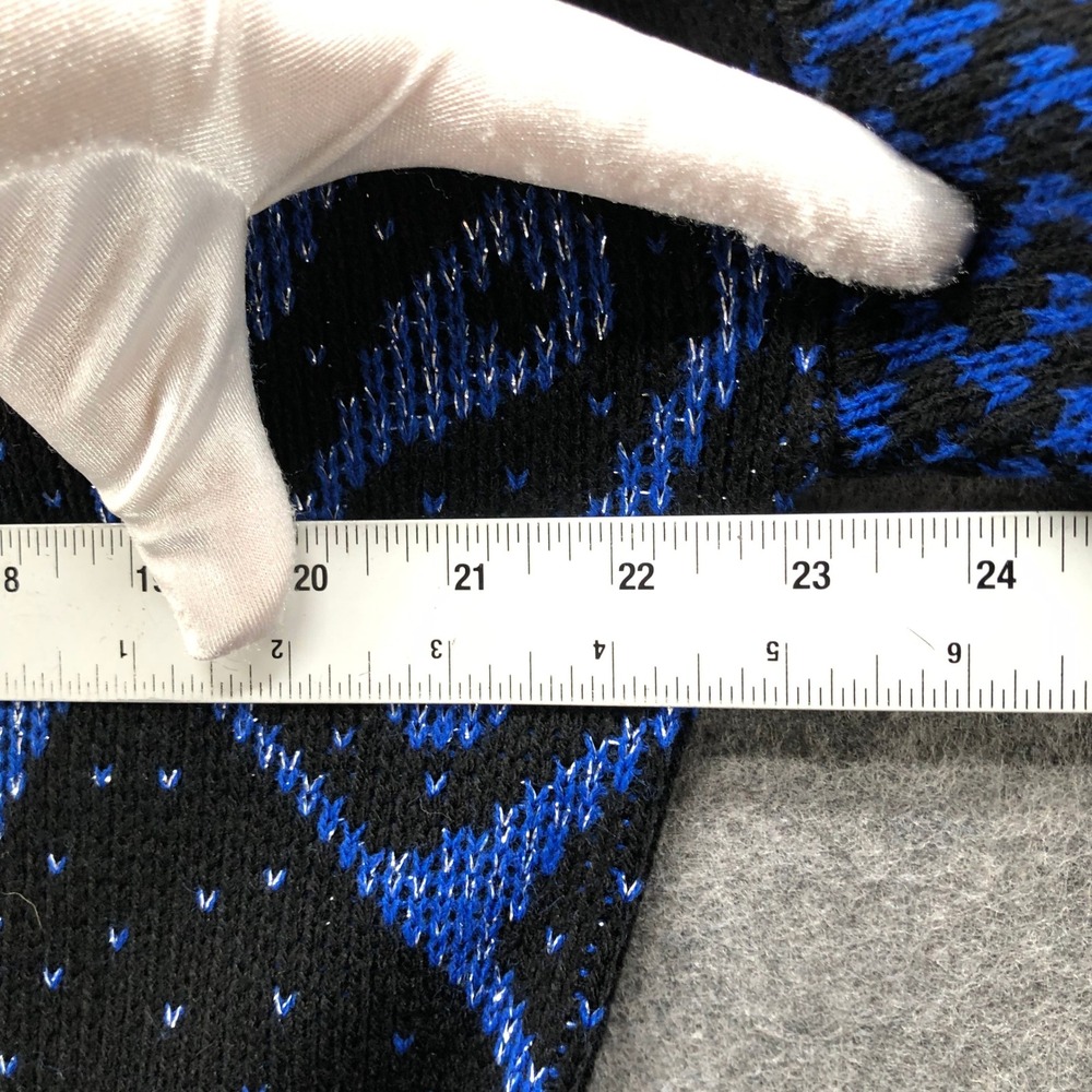 Vintage 80s Metallic Blue Black Abstract Geometric Sweater Womens L XL Oversized - Picture 5 of 12